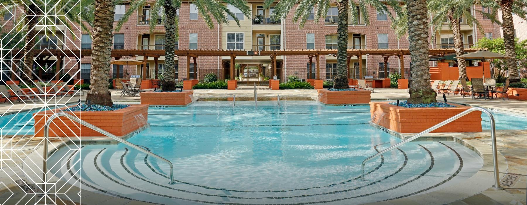 Sparkling swimming pool a swimming pool in front of a building